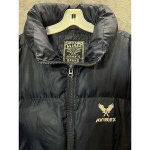 Avirex Jacket Mens M Puffer Jacket No Hood Parka Black Hip Hop Y2K Streetwear